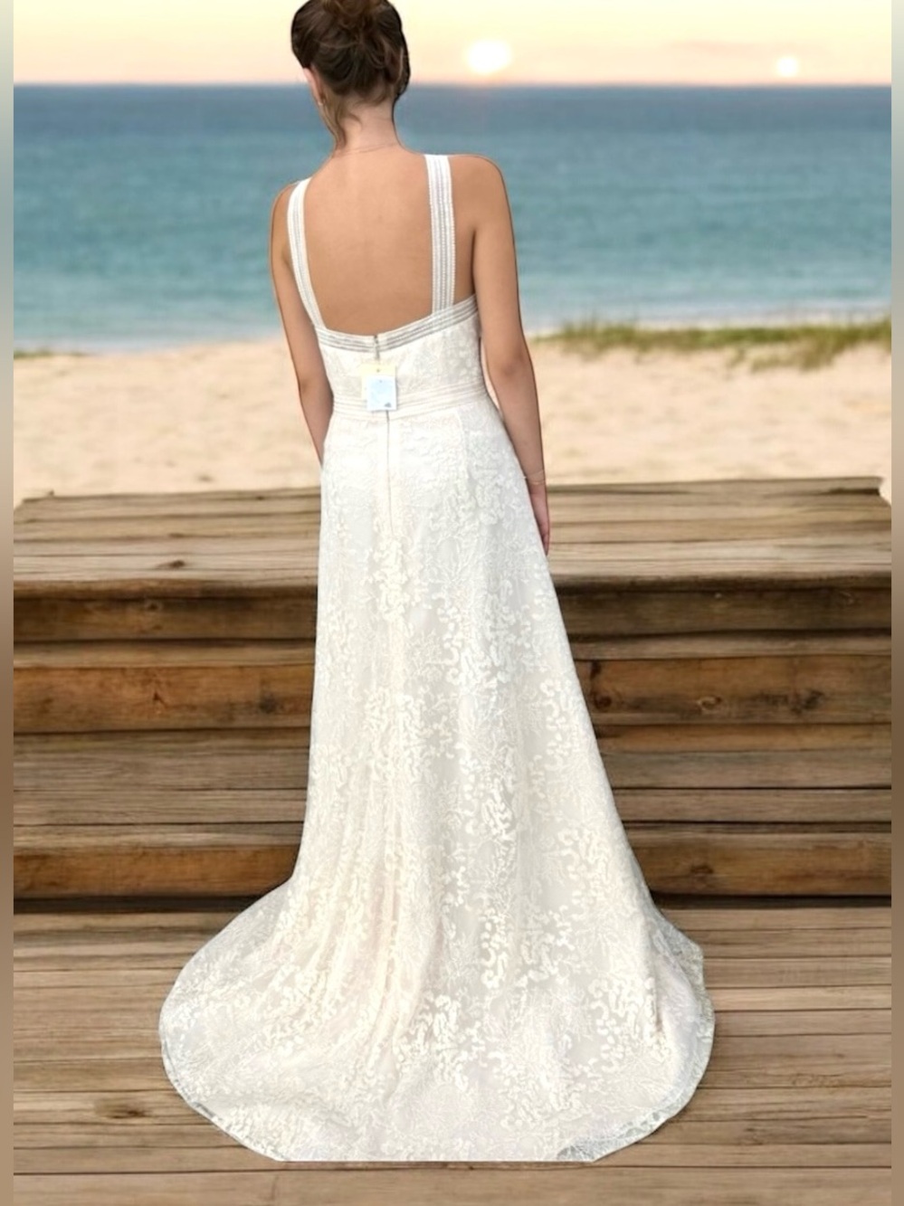 🆕 GALINA Davids Bridal Wedding Dress Ivory Allover Train Laced Embroidered